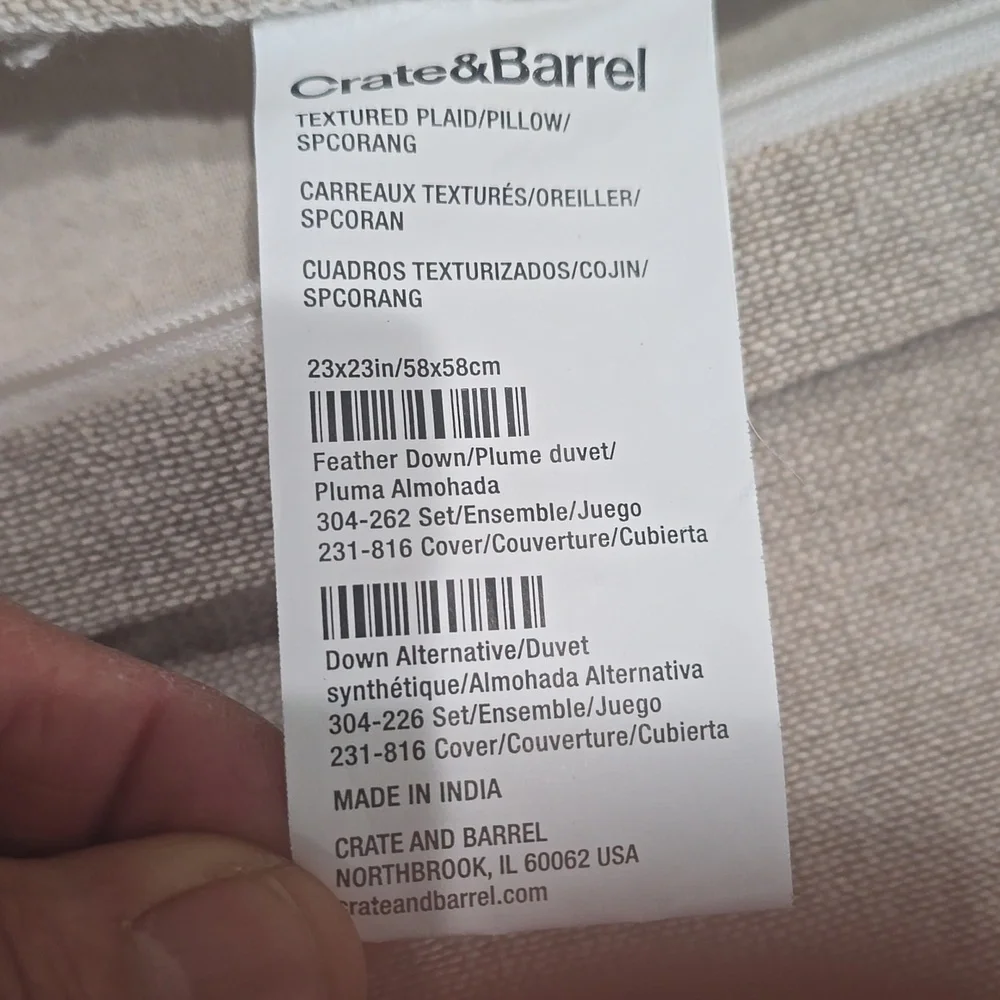 Crate & Barrel Neutral Textured Pillow Cover.
